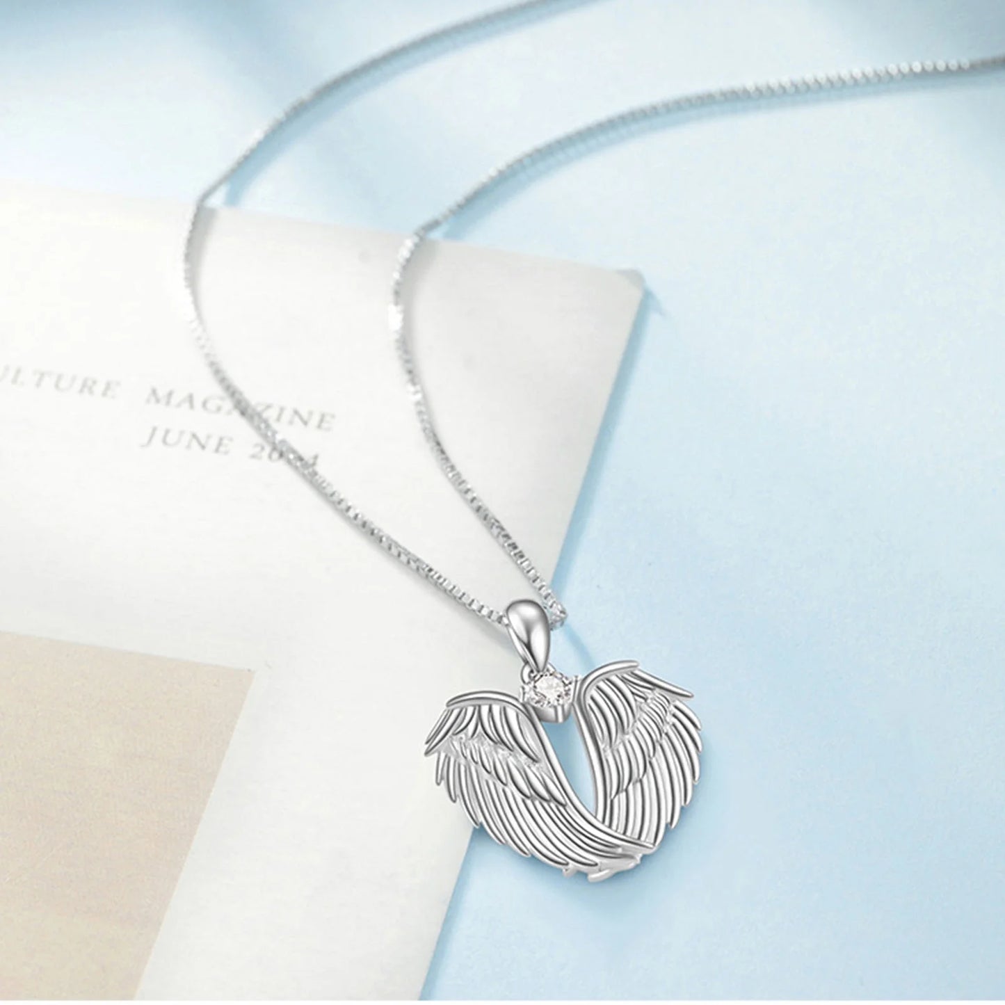 Jewelry on Clearance!Angel Wings Necklace 925 Silver Guardian Angel Wings Pendant Necklace Birthstone Necklace for Women Women Christmas Jewelry Gifts