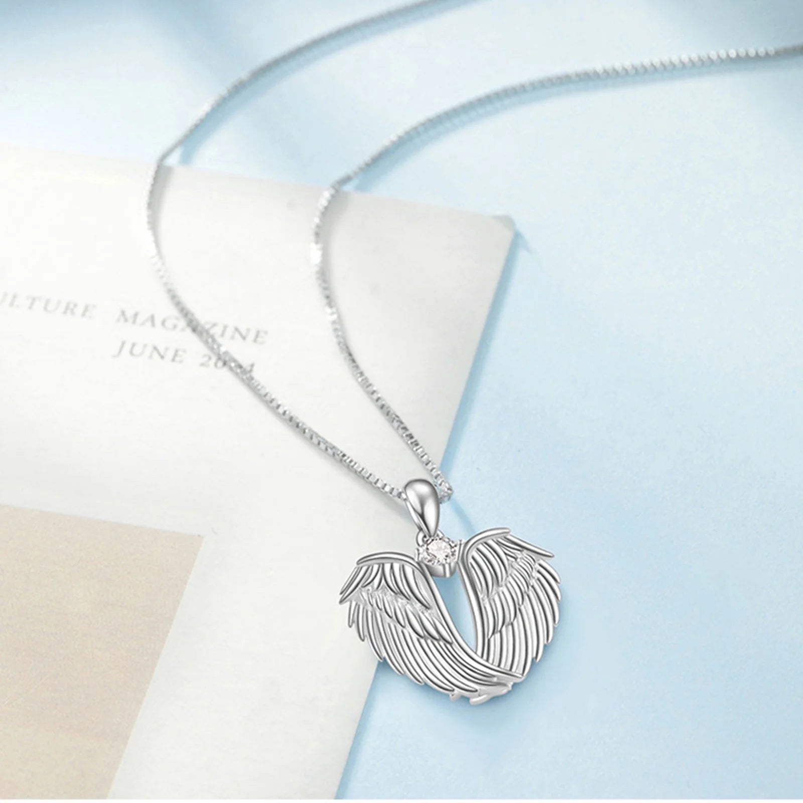 Jewelry on Clearance!Angel Wings Necklace 925 Silver Guardian Angel Wings Pendant Necklace Birthstone Necklace for Women Women Christmas Jewelry Gifts