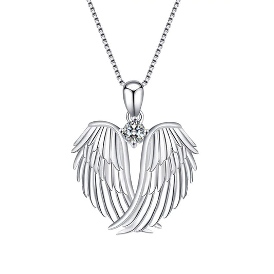 Jewelry on Clearance!Angel Wings Necklace 925 Silver Guardian Angel Wings Pendant Necklace Birthstone Necklace for Women Women Christmas Jewelry Gifts