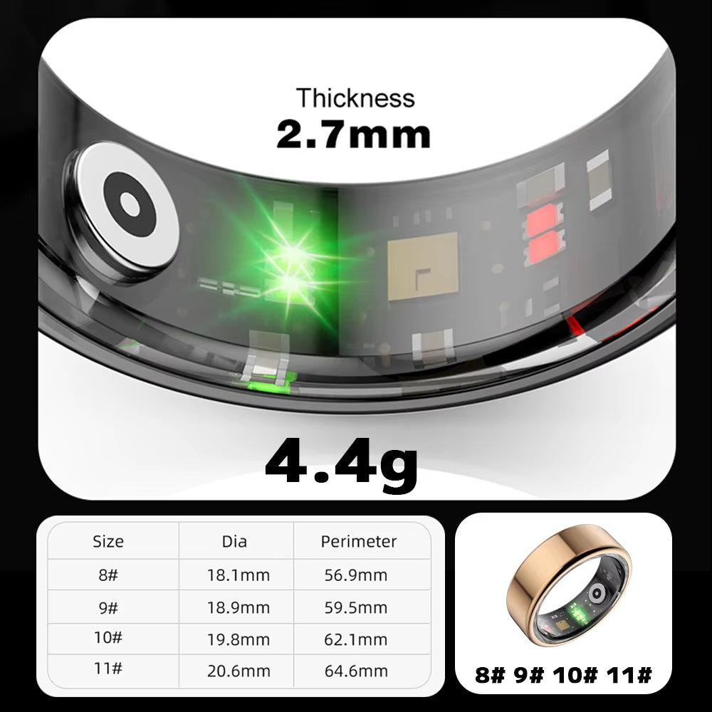 For Android IOS Smart Ring Real Heart Rate Teenagers Stainless Steel Ring Swimming Waterproof Smart Ring 2024 for Jewelry Gift