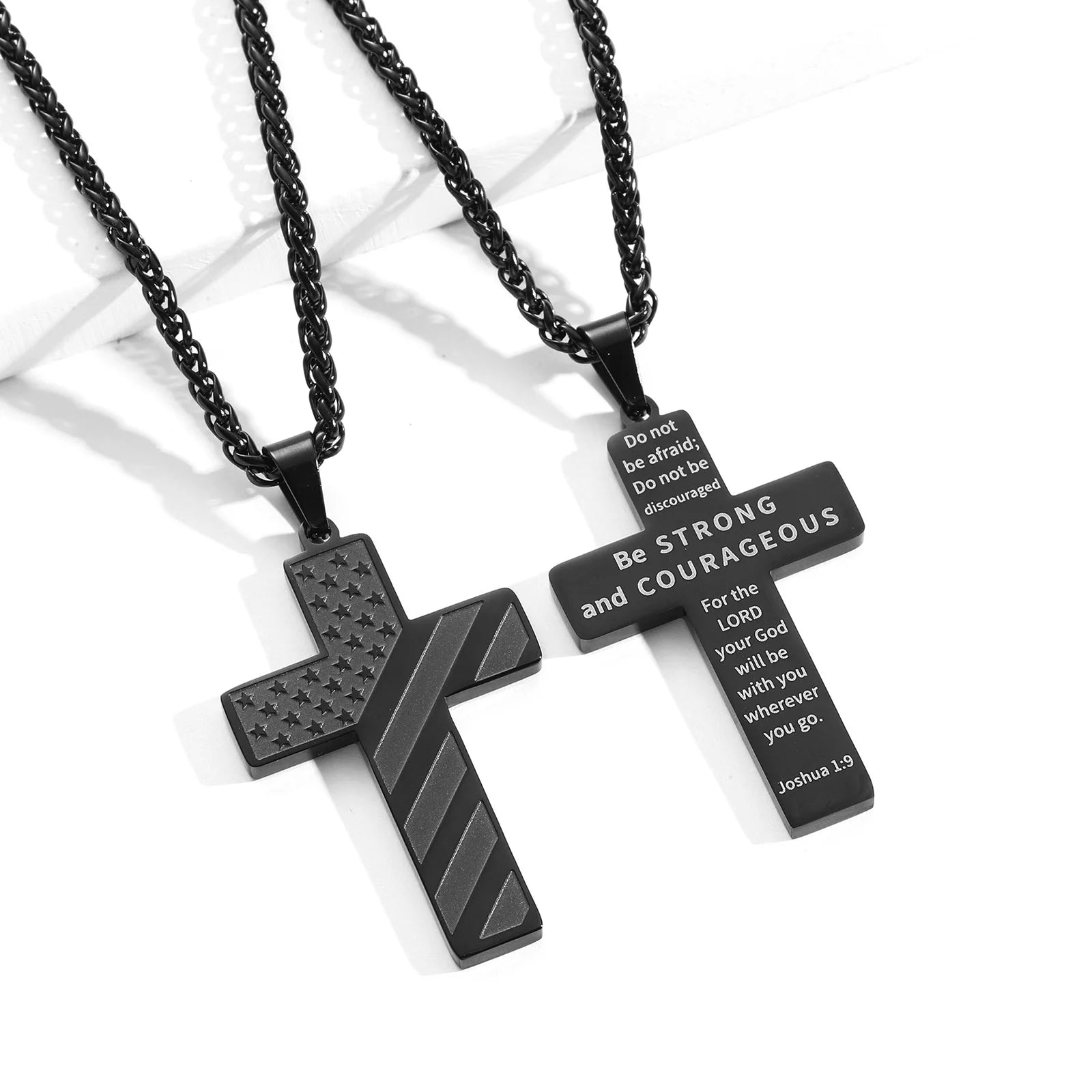 Birthday Valentine'S Day Anniversary Christmas Religious Catholic Christian Jewelry Gift for Boyfriend Husband Men Gold Cross Necklaces for Men Stainless Steel Cross Pendant Chain